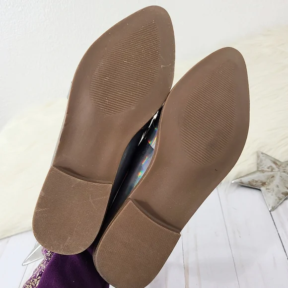 SOLD JustFab Raia holographic loafers rainbow silver 7 - Picture 7 of 8